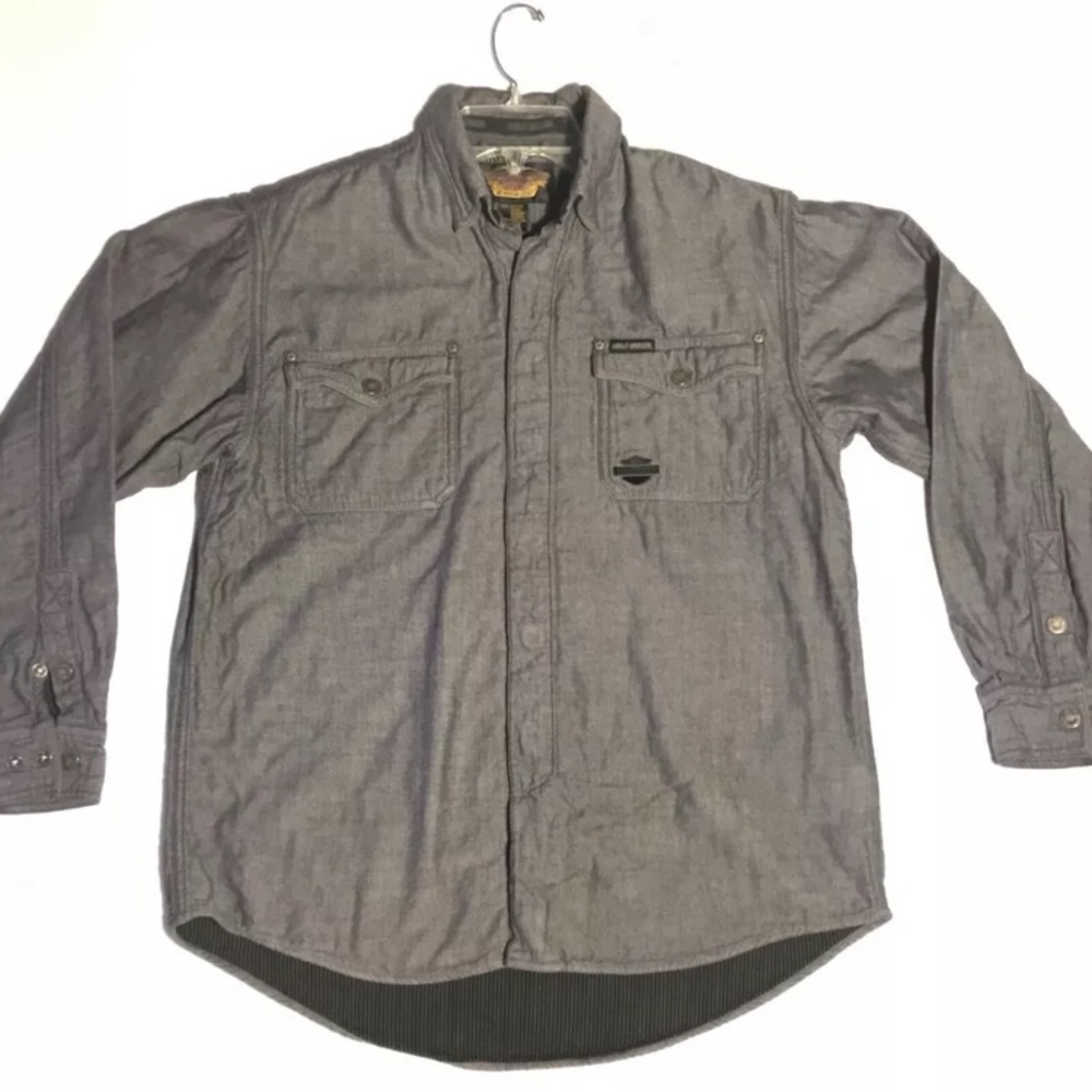 Harley Davidson Mens Gray Button Up Shirt